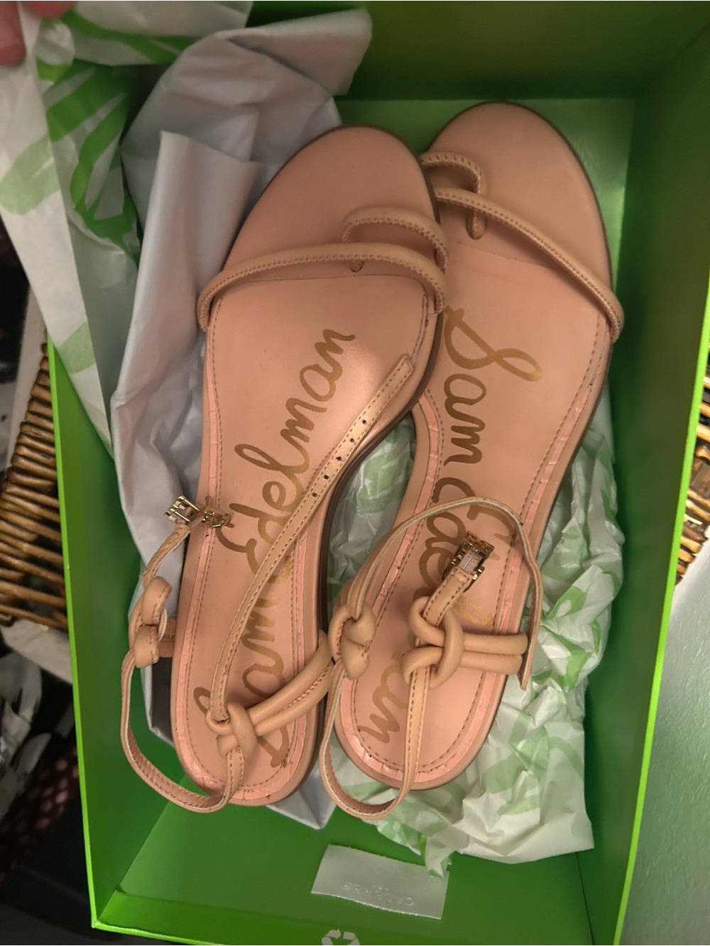 Sam Edelman Pink Tan Knotted Ankle-Strap Sandals